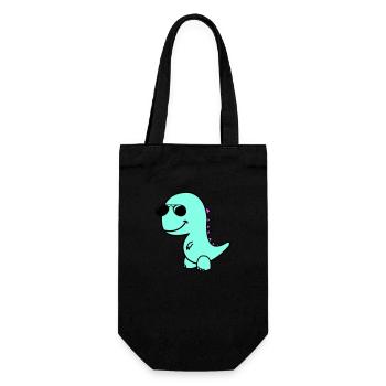 cool dino - Geschenkbeutel für Flaschen - Schwarz - Vorne
