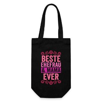 Ehefrau Mutter Mama - Geschenkbeutel für Flaschen - Schwarz - Vorne