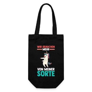 Einhorn Wir brauchen mehr von meiner Sorte - Geschenkbeutel für Flaschen - Schwarz - Vorne