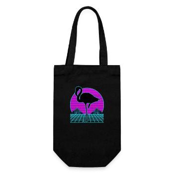 Flamingo bird Vaporwave Outrun Retro 80s Style - Gift Bag for Bottles - black - Front