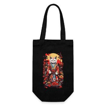 Kimono Wearing Cat Shogun Aesthetics Japan Design - Gift Bag for Bottles - black - Front