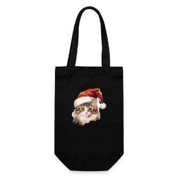 Chat avec un bonnet de Noel, t shirt, mug - Sac à bouteille - noir - Devant