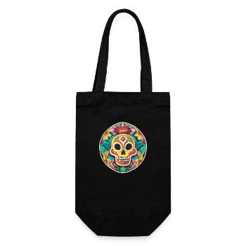 Calavera - Bunter Totenkopf - Geschenkbeutel für Flaschen - Schwarz - Vorne