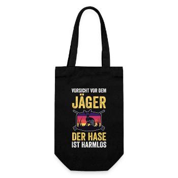 Hasenjäger Hasenjagd Kaninchenjagd Jäger - Geschenkbeutel für Flaschen - Schwarz - Vorne