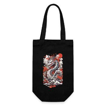 Ukiyo-E Drache Retro Vintage Japanische Kunst - Geschenkbeutel für Flaschen - Schwarz - Vorne