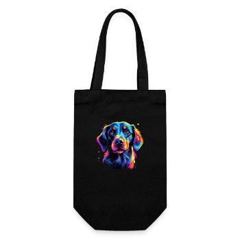 Hund Neon Geschenk für Hunde Fans Fellnase - Geschenkbeutel für Flaschen - Schwarz - Vorne