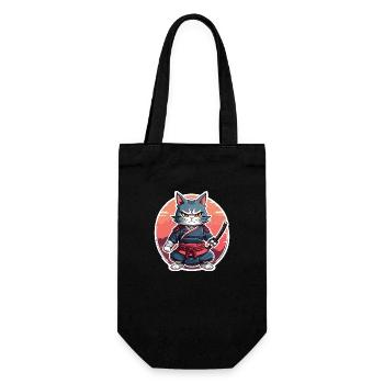 Samurai Cat #16 - Gift Bag for Bottles - black - Front