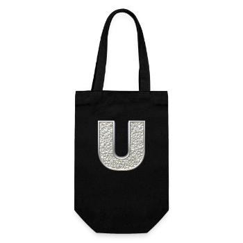 U, letter, initial, monogram, - Geschenkbeutel für Flaschen - Schwarz - Vorne