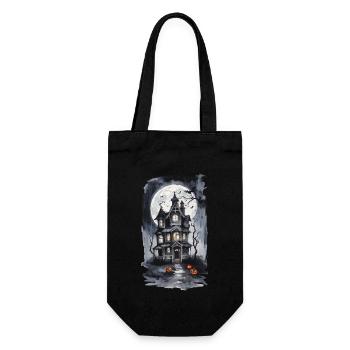 Halloween Night Witch House Full Moon Bats - Gift Bag for Bottles - black - Front