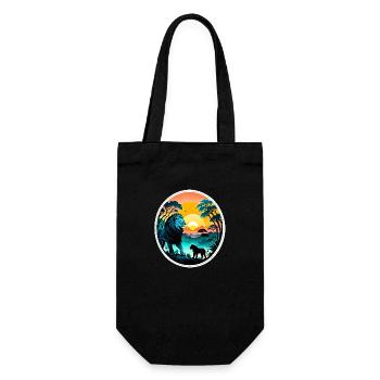 Lion, Lion Cub and Jungle - Gift Bag for Bottles - black - Front