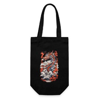 Japanischer Ästhetik Drache Ukiyo-E Wave Design - Geschenkbeutel für Flaschen - Schwarz - Vorne