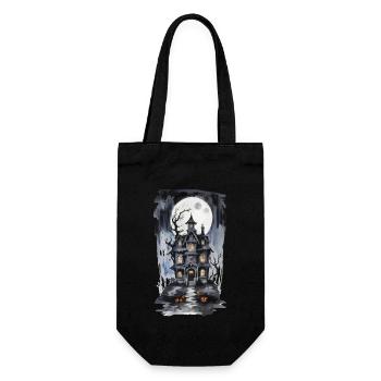 Halloween Full Moon Witch House Horror Design - Gift Bag for Bottles - black - Front