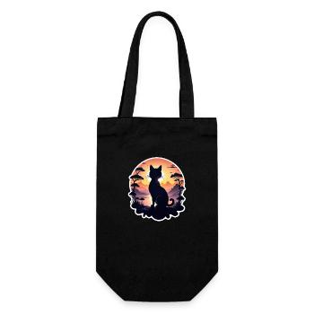 Cat Landscape and Sunset - Gift Bag for Bottles - black - Front