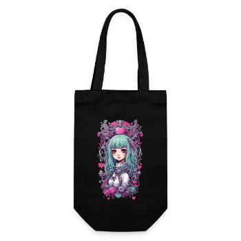 Goth Girl Kawaii Anime Psycho Gothic Magie Design - Geschenkbeutel für Flaschen - Schwarz - Vorne