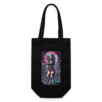 Gothic e-girl Anime Aesthetic Dunkle Magie - Geschenkbeutel für Flaschen - Schwarz - Vorne