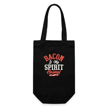Bacon Is May Spirit Animal Pig Meat Ham - Geschenkbeutel für Flaschen - Schwarz - Vorne