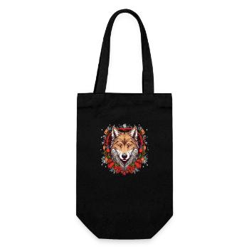 Wolf with Ornament, Love Wolfs - Gift Bag for Bottles - black - Front