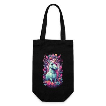 Mystisches Gothic Einhorn Okkult und Magisch - Geschenkbeutel für Flaschen - Schwarz - Vorne