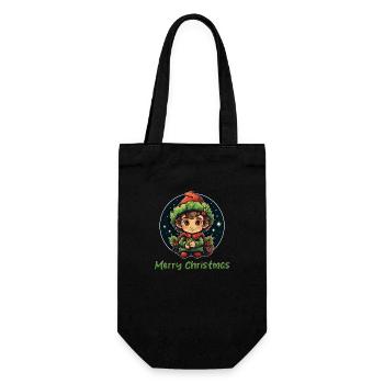 Merry Christmas Christmas Elf Wishes Merry Christmas - Gift Bag for Bottles - black - Front