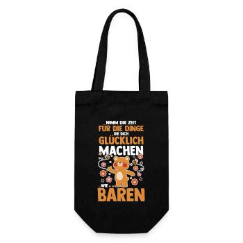 Braunbär Bär - Geschenkbeutel für Flaschen - Schwarz - Vorne