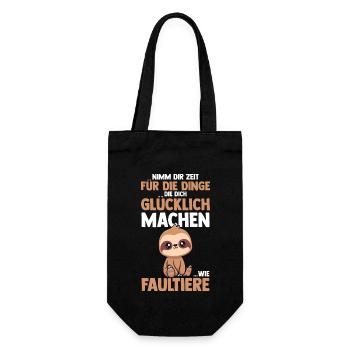 Faultier - Geschenkbeutel für Flaschen - Schwarz - Vorne