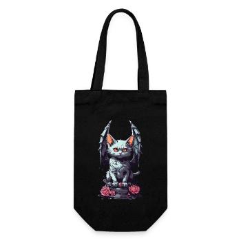 Düstere Katze Dämon Pastel Goth Rosen Design - Geschenkbeutel für Flaschen - Schwarz - Vorne