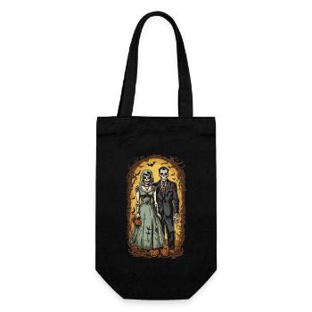 Vintage Halloween Zombie Ghoul Newlyweds - Gift Bag for Bottles - black - Front
