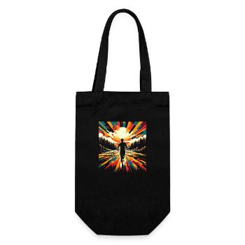 Cross Country Geschenk: Design Sportler - Geschenkbeutel für Flaschen - Schwarz - Vorne
