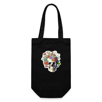 Human Skull & Flowers 25 - Gift Bag for Bottles - black - Front