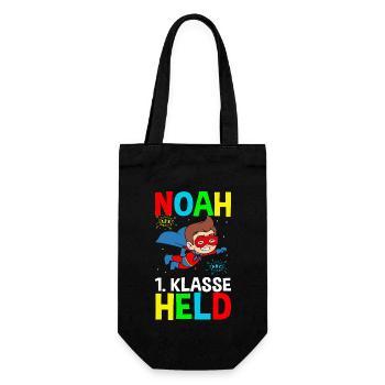 Schulkind Noah 1. Klasse Held - Geschenkbeutel für Flaschen - Schwarz - Vorne