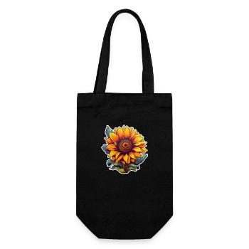 Sonnenblume einzeln - Geschenkbeutel für Flaschen - Schwarz - Vorne
