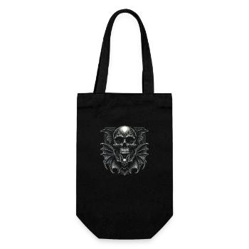 Dark Wings: Totenkopf und Fledermaus - Geschenkbeutel für Flaschen - Schwarz - Vorne