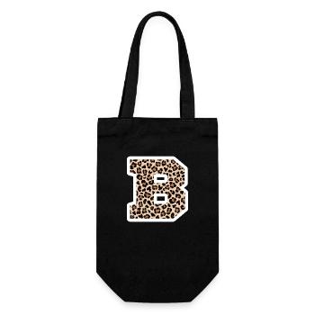 Letter B Leopard Pattern - Birthday Gift Idea - Gift Bag for Bottles - black - Front