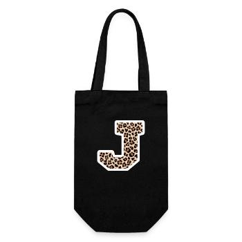 lettre J motif léopard -idée cadeau d’anniversaire - Sac à bouteille - noir - Devant