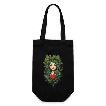 Heart Plant Love Tattoo Aesthetic Design - Gift Bag for Bottles - black - Front