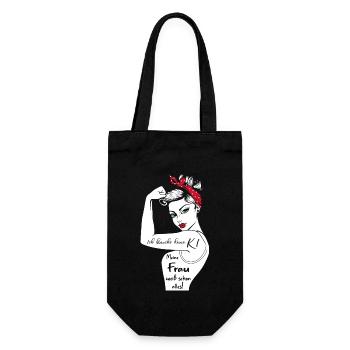 Ich brauche keine KI meine Frau weiß schon alles - Geschenkbeutel für Flaschen - Schwarz - Vorne