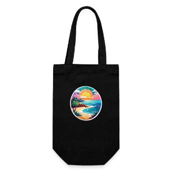 Strandurlaub Sonne Meer - Geschenkbeutel für Flaschen - Schwarz - Vorne