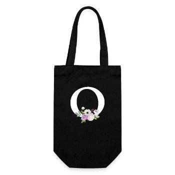 Lila Blumenbuchstabe O - Geschenkbeutel für Flaschen - Schwarz - Vorne