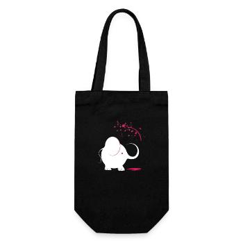 Weißer Elefant mit rosa Farbe - Geschenkbeutel für Flaschen - Schwarz - Vorne