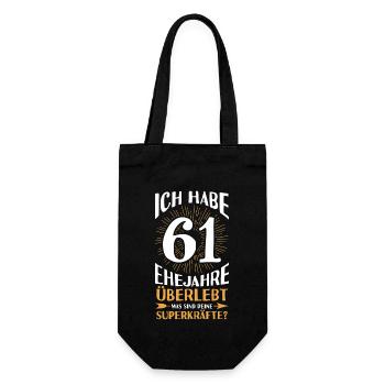 Ehe Ulmen Hochzeit 61 Jahre Verheiratet Hochzeitst - Geschenkbeutel für Flaschen - Schwarz - Vorne