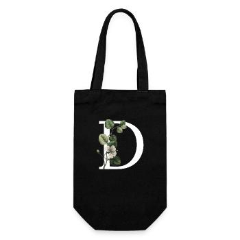 Green Botanical Letter - Gift Bag for Bottles - black - Front
