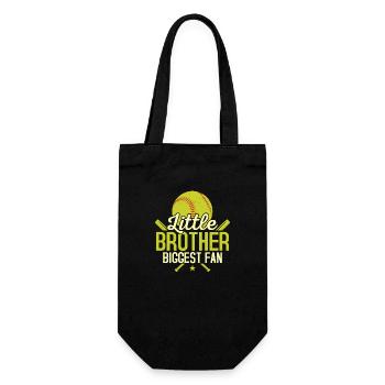 Little Brother Biggest Fan Baseball Softball - Geschenkbeutel für Flaschen - Schwarz - Vorne