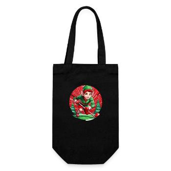 Weihnachtself Feldhockey - Geschenkbeutel für Flaschen - Schwarz - Vorne