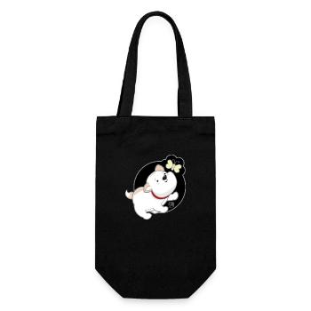 Hund koreanisch - japanischer Stil 01 - Geschenkbeutel für Flaschen - Schwarz - Vorne