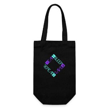 Eat Sleep Rave Repeat Essen Schlafen Raven Spruch - Geschenkbeutel für Flaschen - Schwarz - Vorne