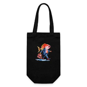 Funny Business Fish Creative Design Work - Gift Bag for Bottles - black - Front