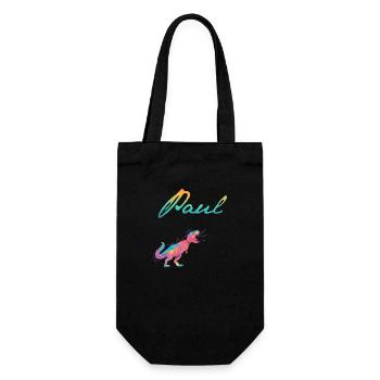 PAUL - Beautiful boy name with dinosaur - Gift Bag for Bottles - black - Front