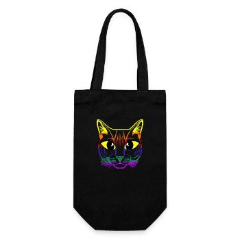 LGBT Katzengesicht Katze Gay Pride Regenbogen Gay - Geschenkbeutel für Flaschen - Schwarz - Vorne