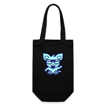 Nerd Katze Hornbrille Geek Winkt Schlaues Kätzchen - Geschenkbeutel für Flaschen - Schwarz - Vorne