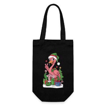 Flamingo Elfe Weihnachten Friedenshand - Geschenkbeutel für Flaschen - Schwarz - Vorne
